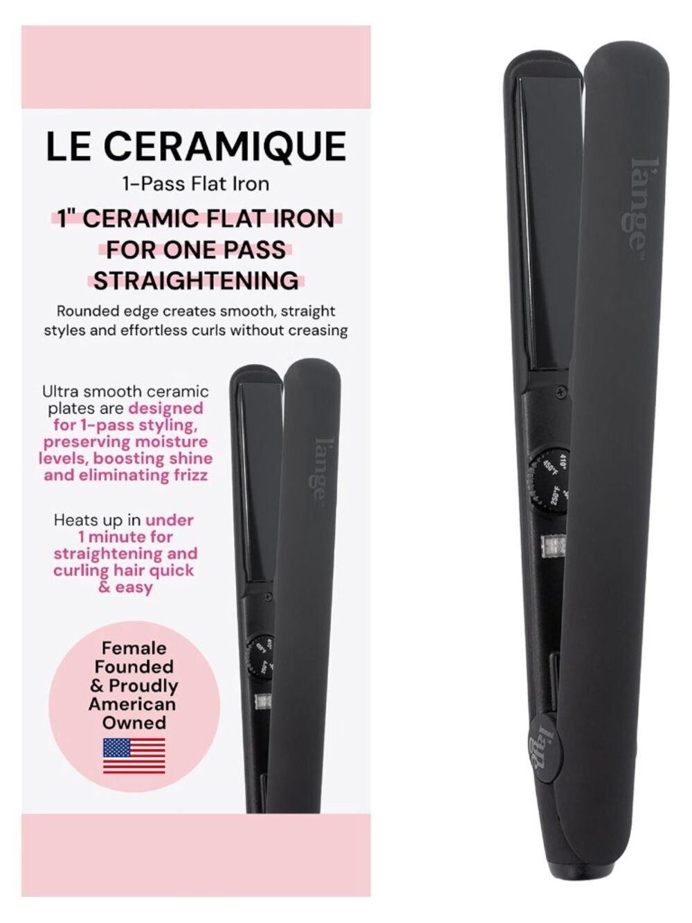 Professional Ceramic Flat Iron Hair Straightener Fast Heating 1-Pass Styling